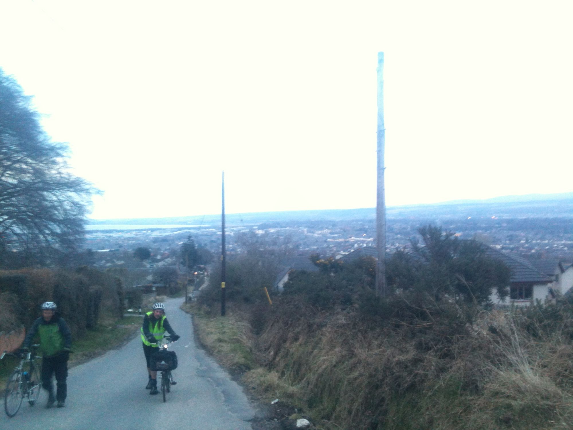 Pushing my bike up the hill into Anam Cara